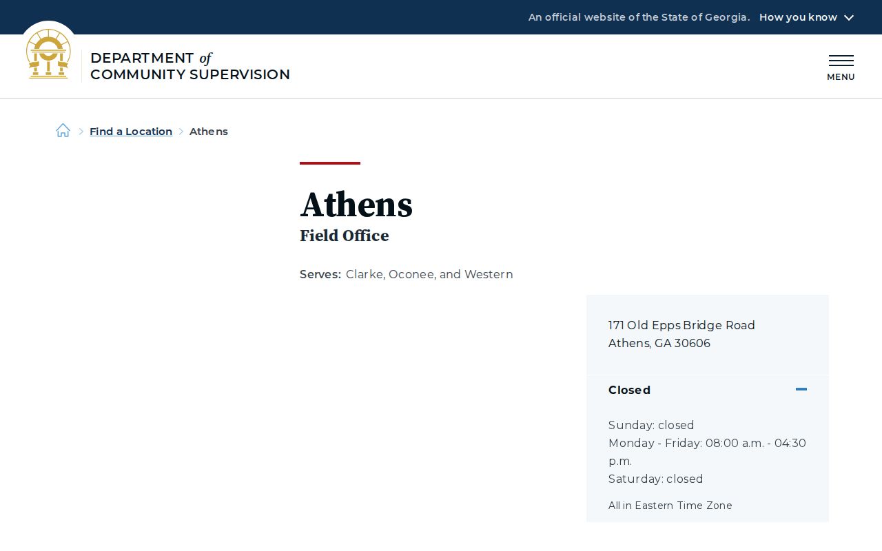 Clarke County post-release supervision DCS Athens Field Office