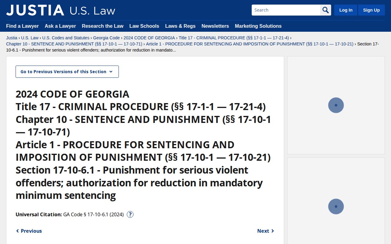 Georgia serious violent felony statute for Clarke County release date calculations